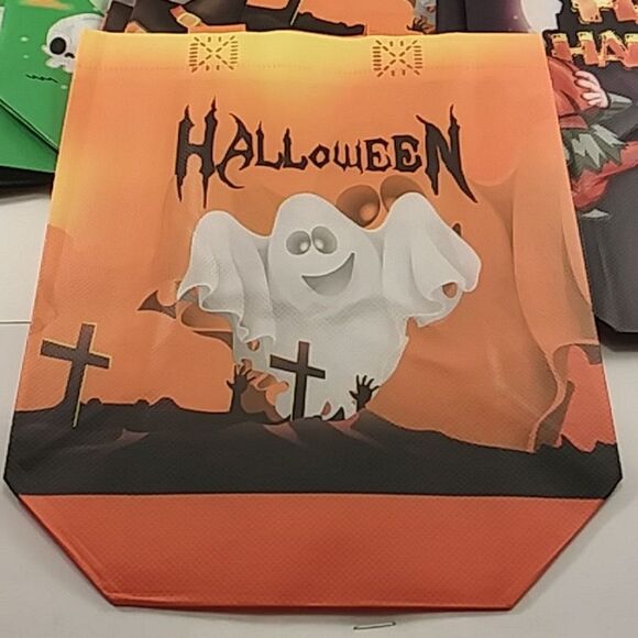 Halloween Trick Or Treat Tote Gift Bags with Handles Multicolor 12 Bags 8"X8"X3" - Picture 5 of 9